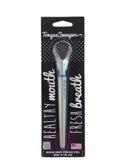 Tongue Sweeper frontal en acero inoxidable mostrando diseño ergonómico y durabilidad