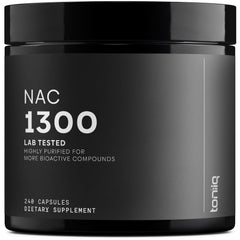 Toniiq envase frontal NAC 1300 mg mostrando dosificación y pureza