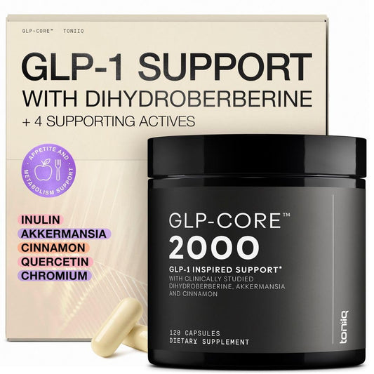 Toniiq GLP-1 Support: bote de 120 cápsulas para uso diario y apoyo al apetito.