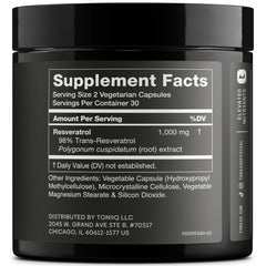 Toniiq Resveratrol 1000 mg, cápsulas apiladas para una toma diaria cómoda