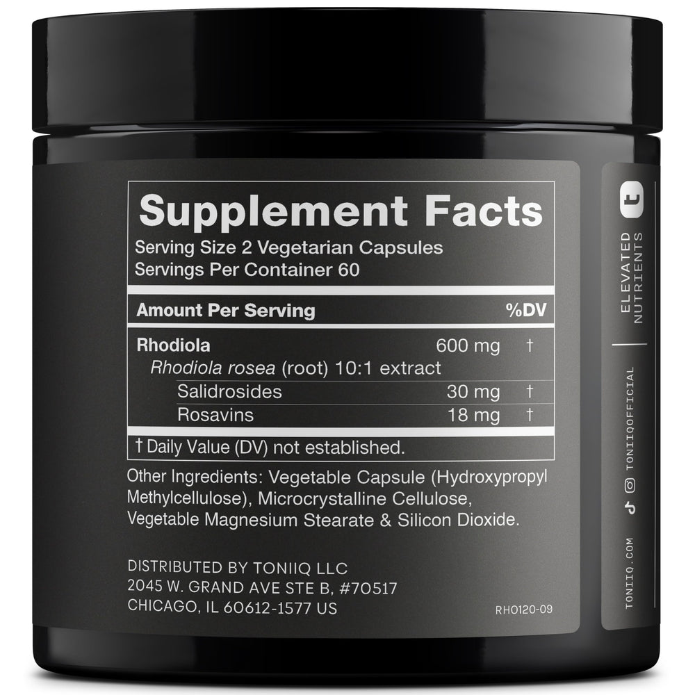 Toniiq Rhodiola: cápsulas de 120 unidades para consumo diario