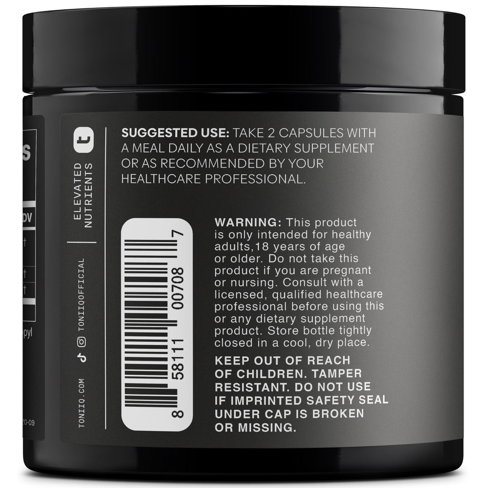 Toniiq Rhodiola: etiqueta clara con concentración de salidrosido