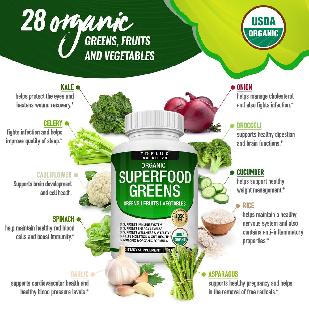 Toplux etiqueta con lista de ingredientes orgánicos y datos claros