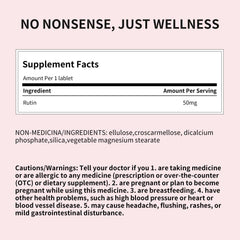 Ingredientes y excipientes del producto Total Natural Rutin mostrados en fondo limpio