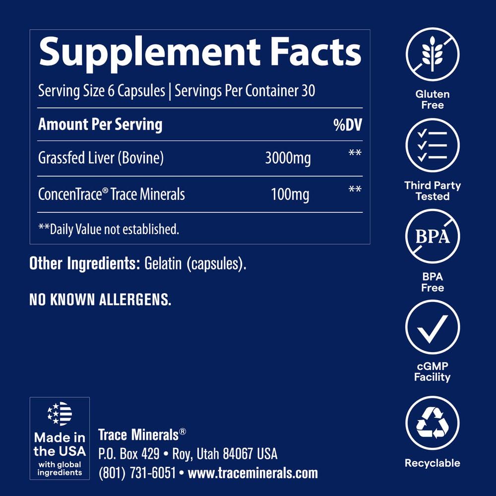 Trace Minerals cápsulas en mano para mostrar tamaño y dosis fácil