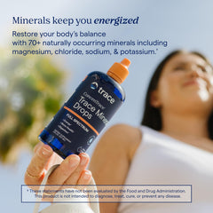 Trace Minerals frasco ConcenTrace comparado para mostrar tamaño práctico