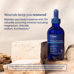 Etiqueta de Trace Minerals mostrando lista de minerales y certificaciones