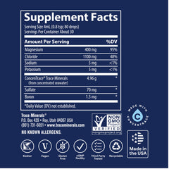 Trace Minerals gota líquida en superficie ilustrando textura iónica y fácil mezcla