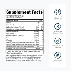 Transparent Labs etiqueta detallada con lista de ingredientes transparente y dosificación