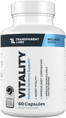 Transparent Labs Vitality vista frontal mostrando etiqueta clara y beneficios