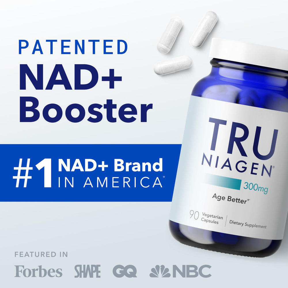 TRU NIAGEN etiqueta con lista de ingredientes y certificaciones visibles para transparencia