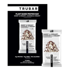 TRUBAR empaque frontal mostrando sabor Sweet & Dreamy y ventajas saludables