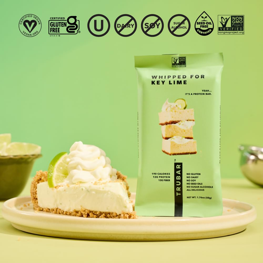 TRUBAR etiqueta nutricional destacando 12 g proteína y 13 g fibra, información útil