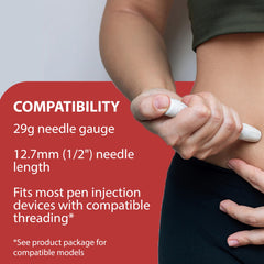 TRUEplus aguja junto a regla para visualizar la longitud real