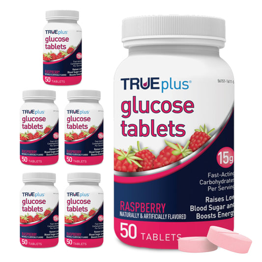 TRUEplus empaque frontal frambuesa mostrando producto y beneficio conveniencia