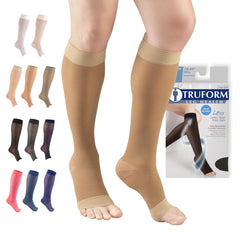 Truform empaque frontal mostrando medias y beneficio estética profesional