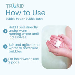 TruKid textura de espuma densa, burbujas suaves para piel sensible