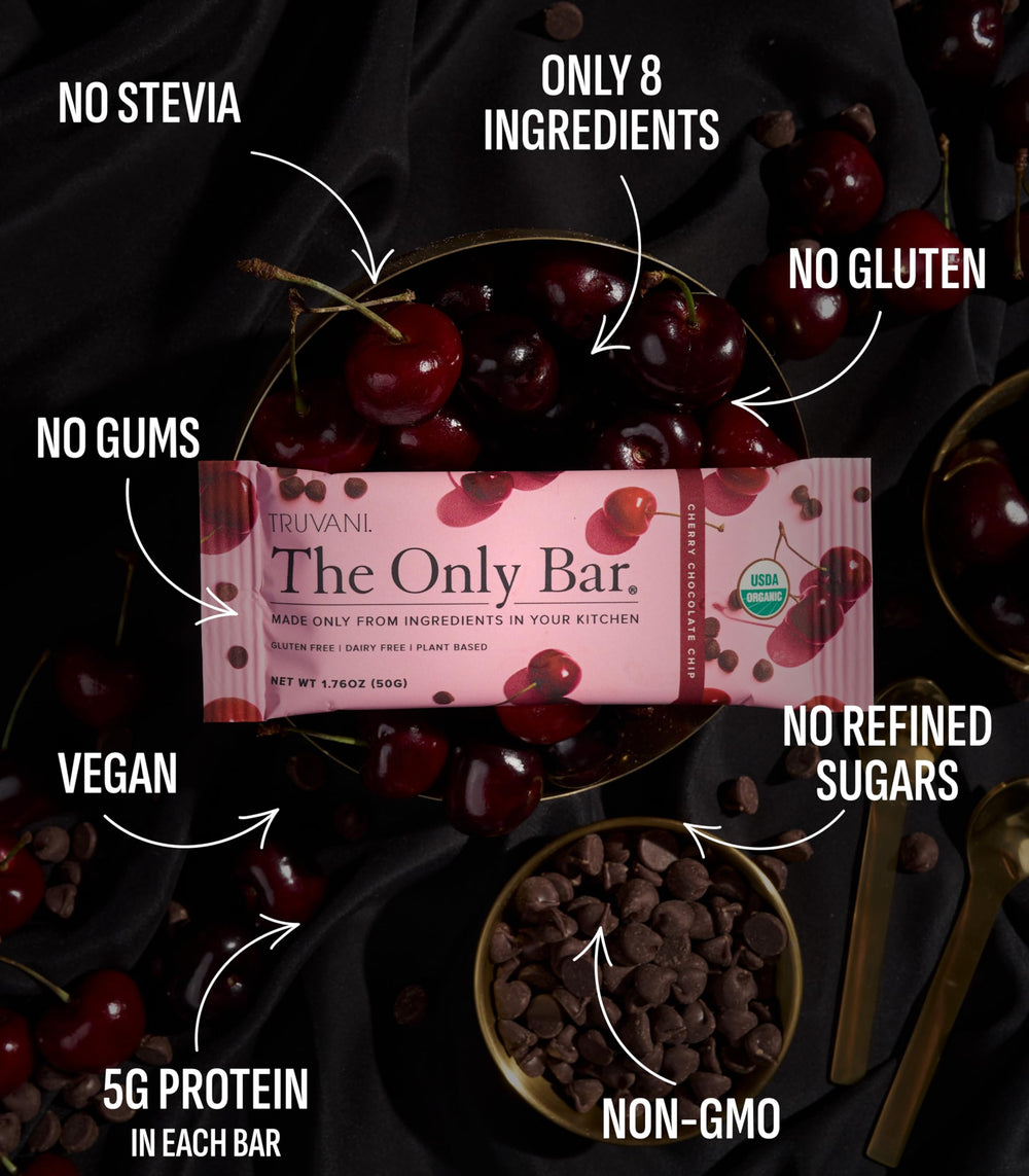 Truvani barra individual envuelta, snack práctico para llevar a cualquier lugar.