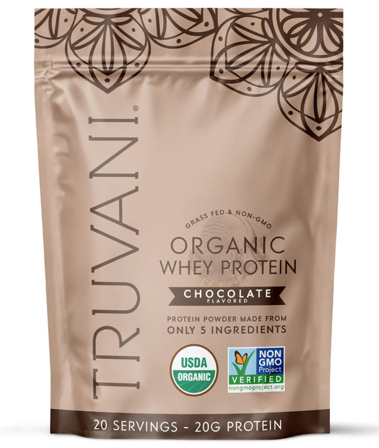 Truvani envase frontal chocolate mostrando sello orgánico y beneficios