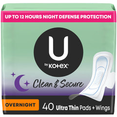 U by Kotex empaque frontal mostrando 40 unidades y beneficios nocturnos