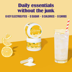 Ultima Replenisher vaso de limonada preparado para reponer electrolitos