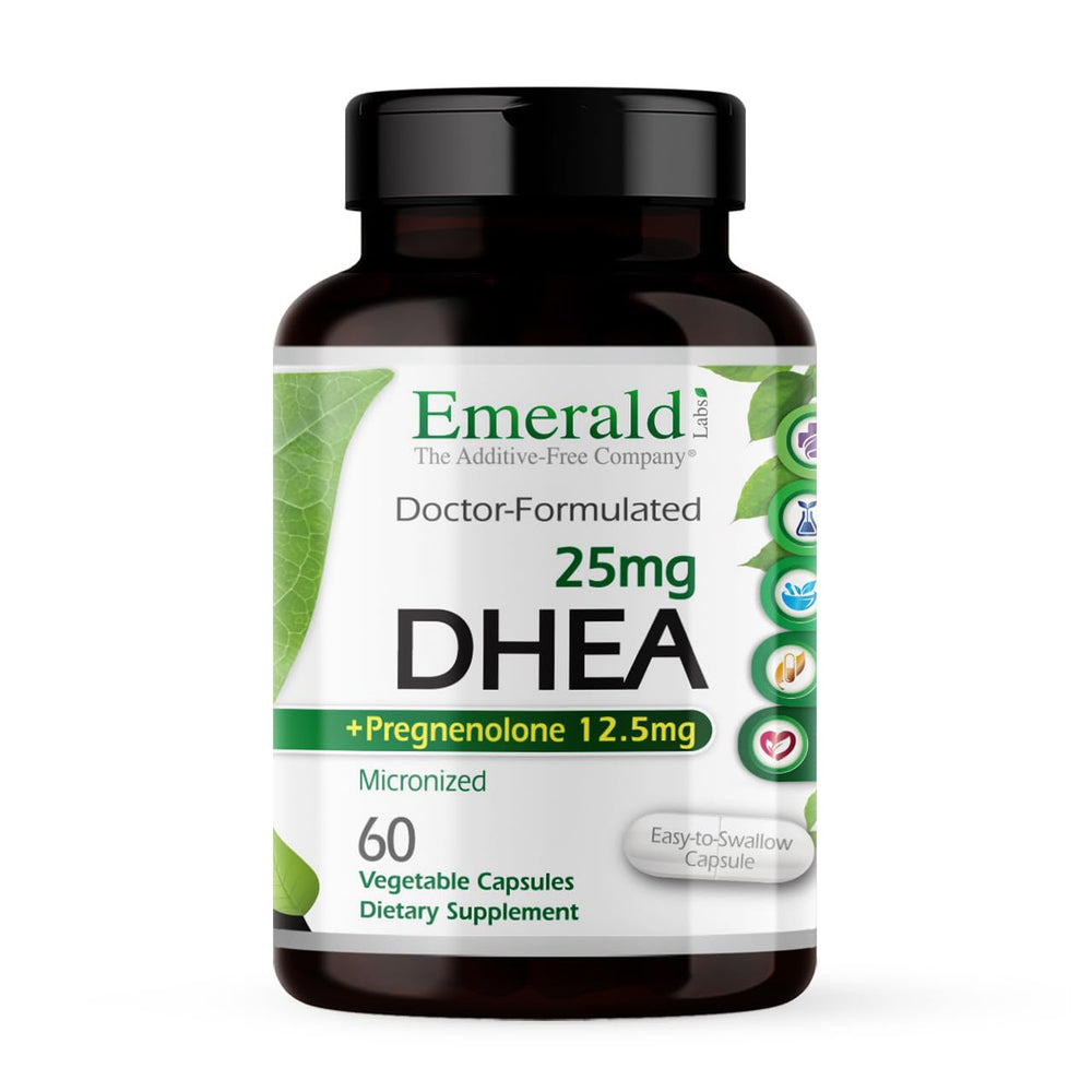 Ultra Botanicals Emerald Labs DHEA bottle for adrenal support