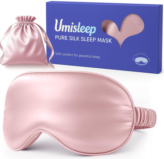 Umisleep mascarilla de seda pura con ajuste elástico, cómoda para dormir toda la noche