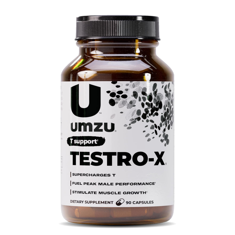 UMZU Testro-X frontal del envase mostrando diseño y beneficio de energía