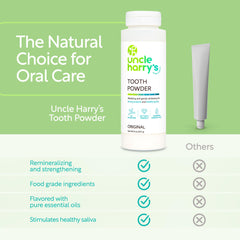 Uncle Harry's etiqueta con lista de ingredientes naturales y beneficios