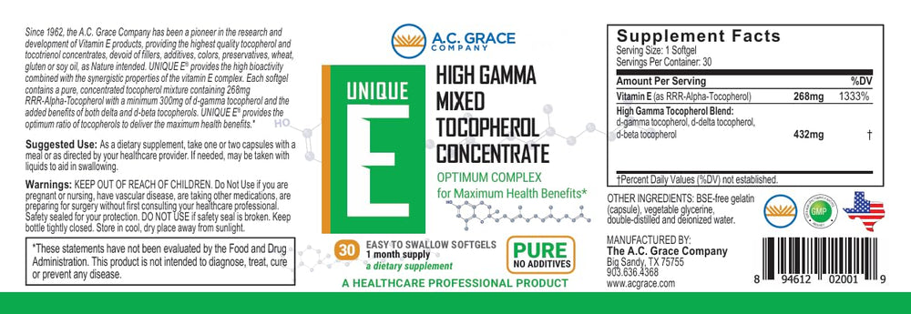 Unique E A.C. Grace softgels storage guidance suggests cooling and drying to preserve potency.