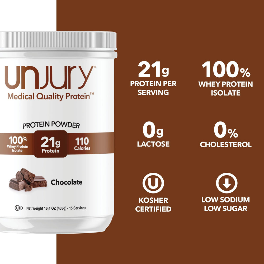 vaso con batido Unjury chocolate listo para beber, sabor agradable y saciante