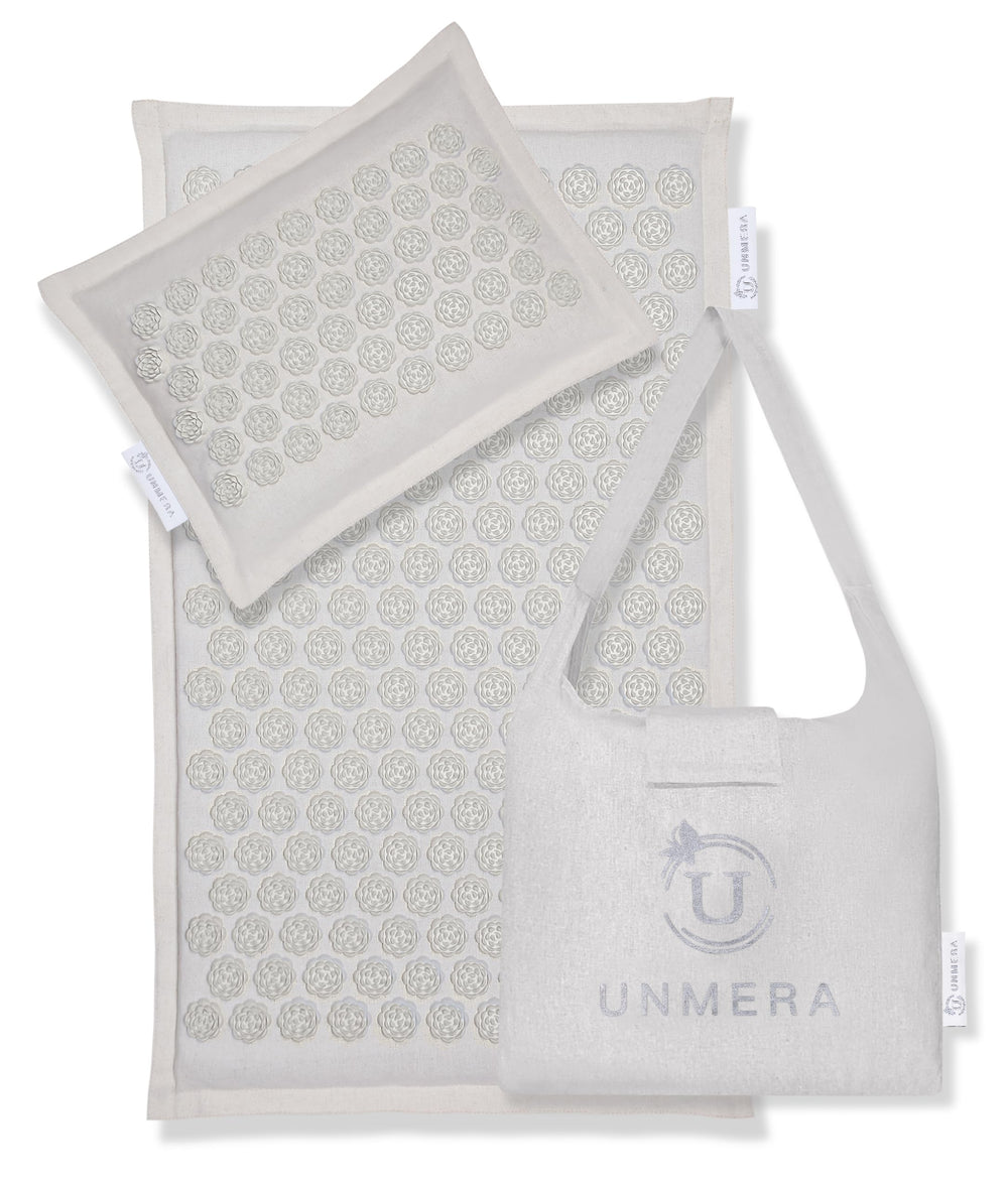 UNMERA esterilla vista frontal mostrando cobertura y diseño, ayuda a relajar espalda