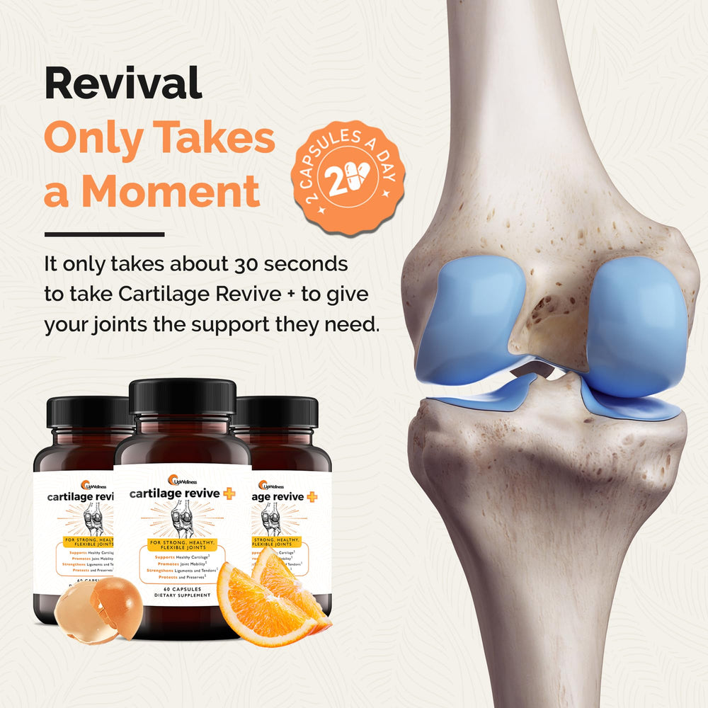 UpWellness Cartilage Revive etiqueta ingredientes legible que destaca colágeno tipo II y vitaminas