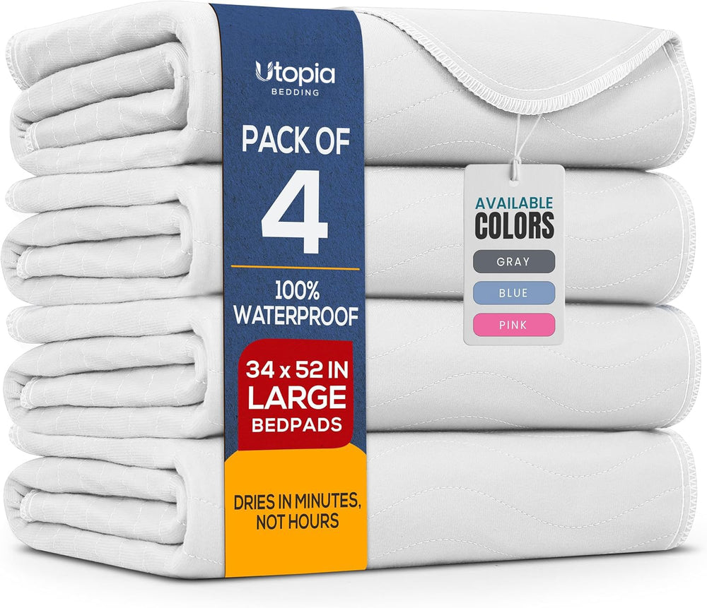 Utopia Bedding frontal del empaque mostrando el pack de 4 y protección
