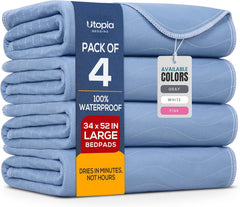 Utopia Bedding vista frontal del paquete con 4 protectores, protección confiable