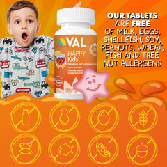 VAL Magnesio para Niños, sin gluten ni lácteos, apto para dietas.