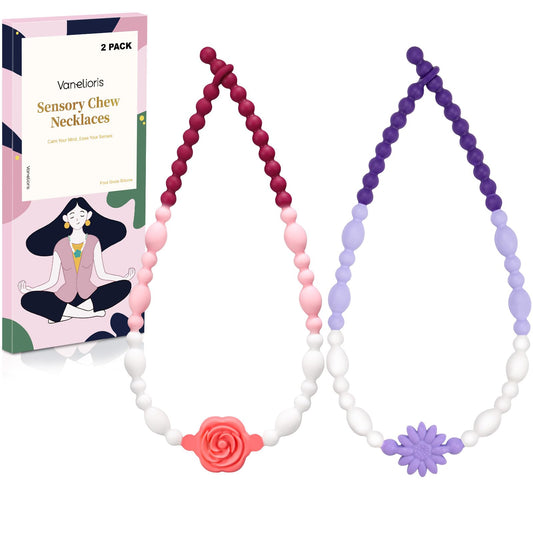 Vanelioris collar frontal en empaque mostrando dos flores y diseño seguro