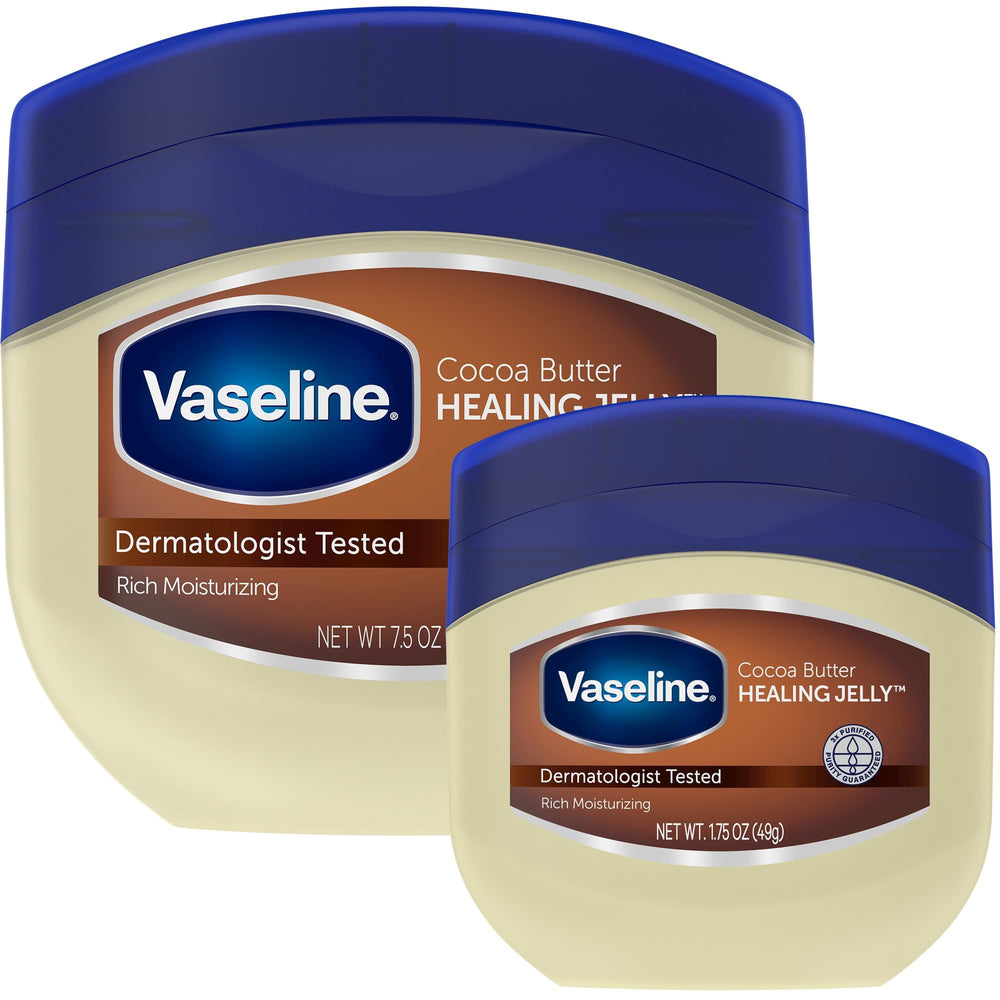 Vaseline frasco frontal mostrando tamaño y marca, hidratación visible