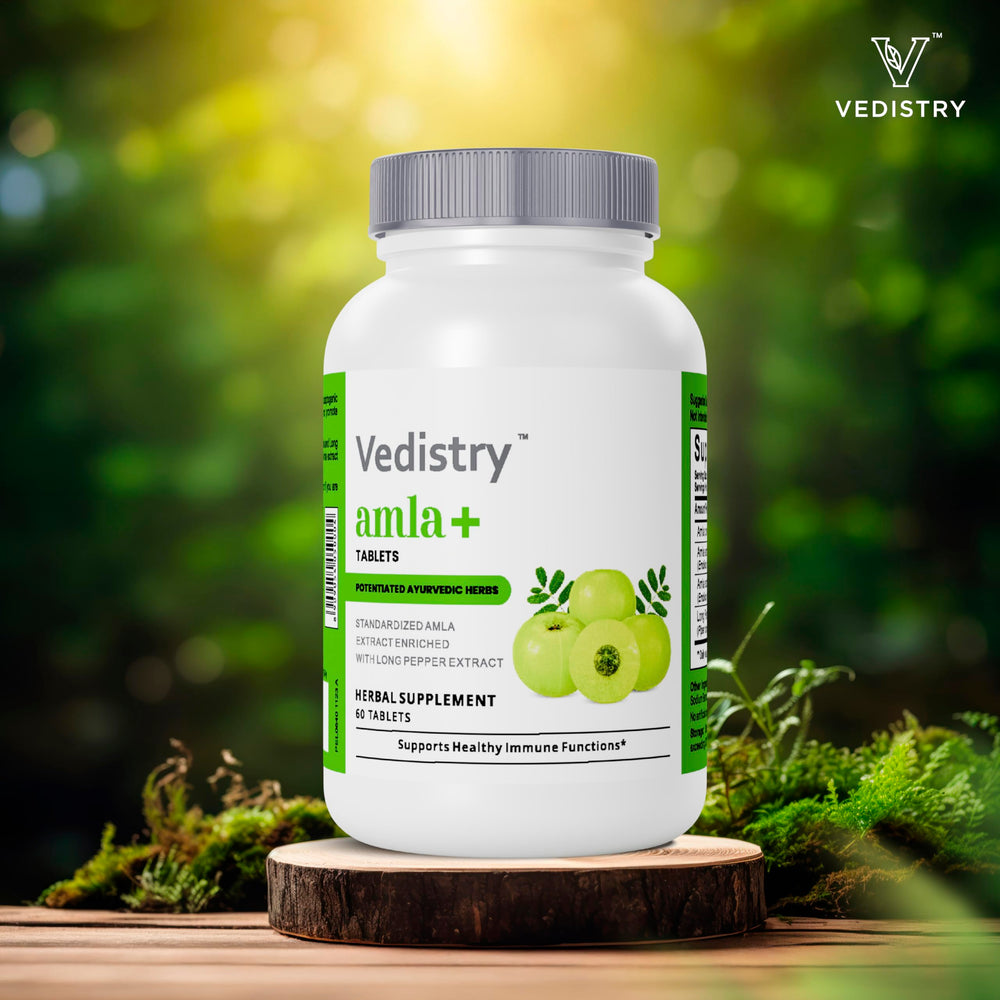 Vedistry botella en encimera transmitiendo uso cotidiano en hogar