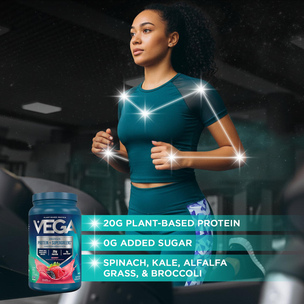 Vega cucharada medidora con polvo listo para preparar batido rápido