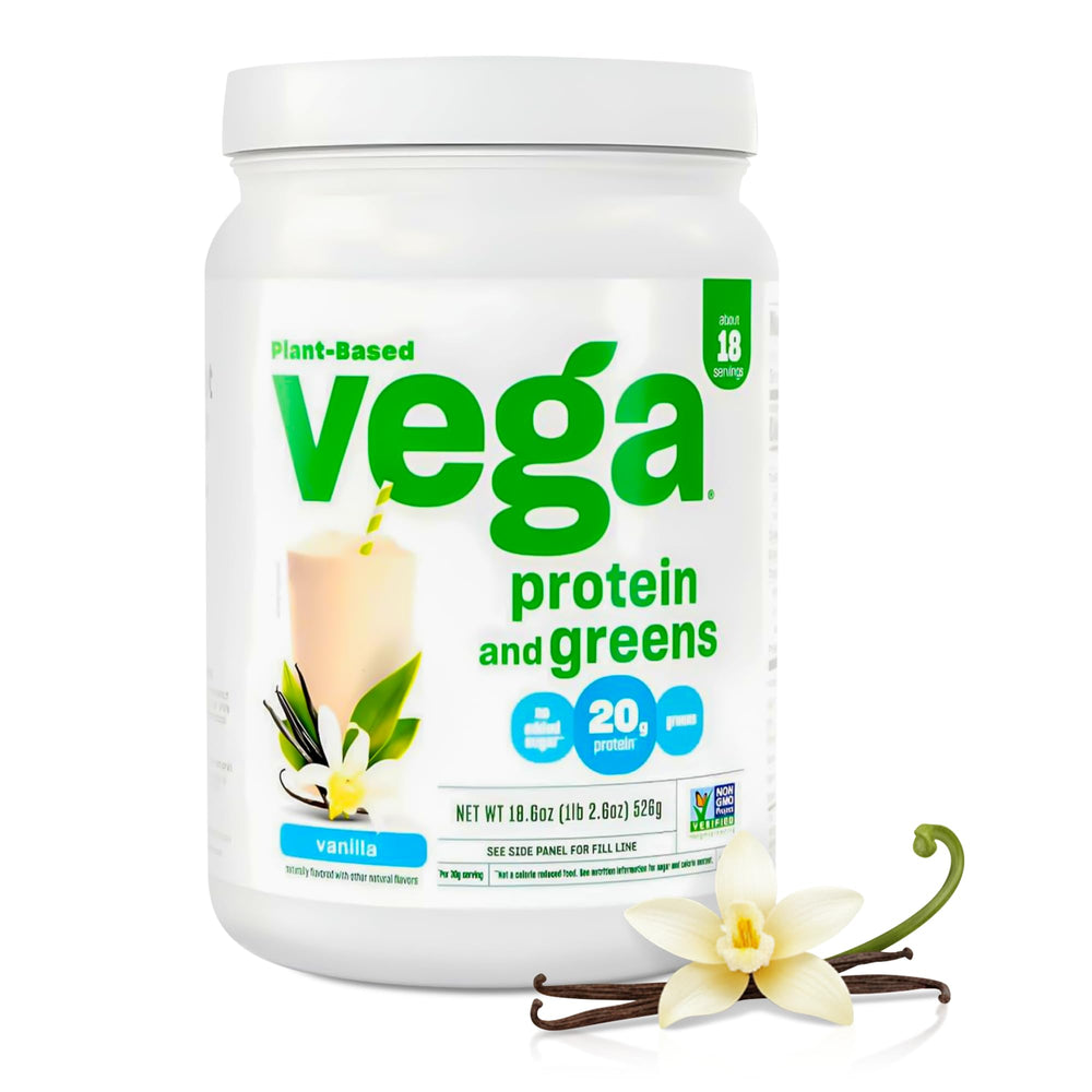 Vega envase frontal mostrando sabor vainilla y beneficios