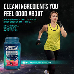 Vega producto junto a equipo de gimnasio mostrando uso post-entreno