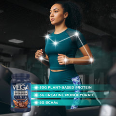 Vega detalle de etiqueta con información de proteína y creatina