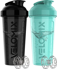 VELOMIX botella shaker frontal mostrando diseño y capacidad