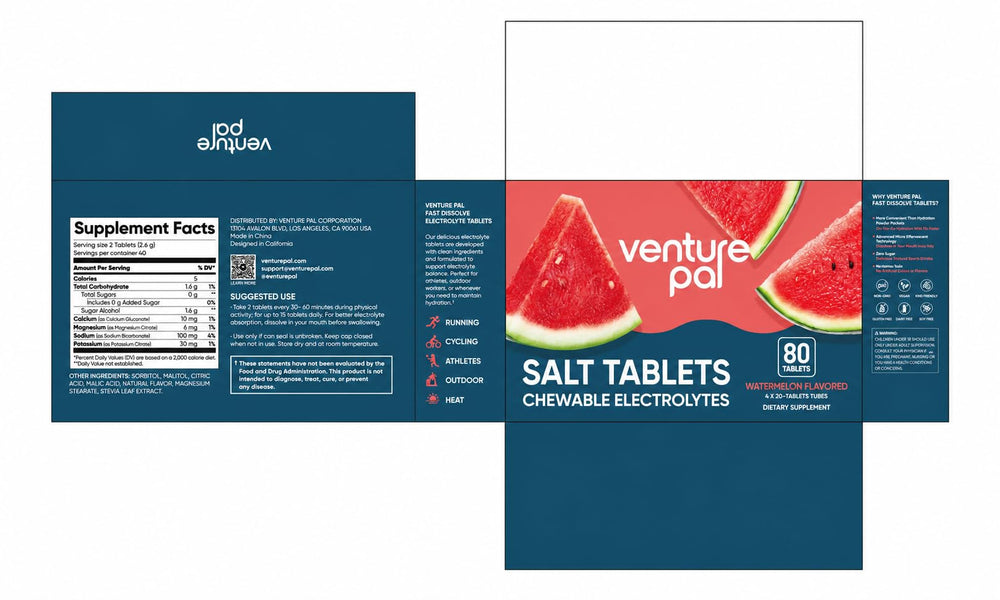 Venture Pal etiqueta nutricional y lista de ingredientes resaltando sin azúcar