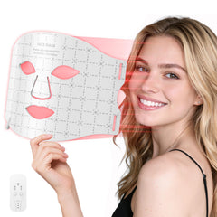 Verfubo mascarilla LED frontal mostrando ajuste cómodo y cobertura completa