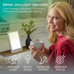 Verilux HappyLight Lumi Plus detalle LED sin UV para uso seguro