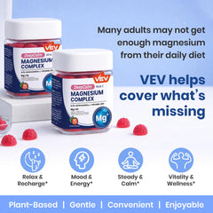 Etiqueta nutricional VEV mostrando información de magnesio y dosis por porción