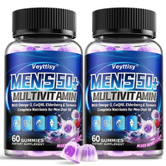 Veyttisy envase frontal mostrando multivitaminas 50+ beneficio conveniencia