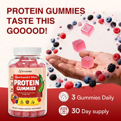 Veyuxiiwa estilo de vida con gomitas sabor berries como snack proteico